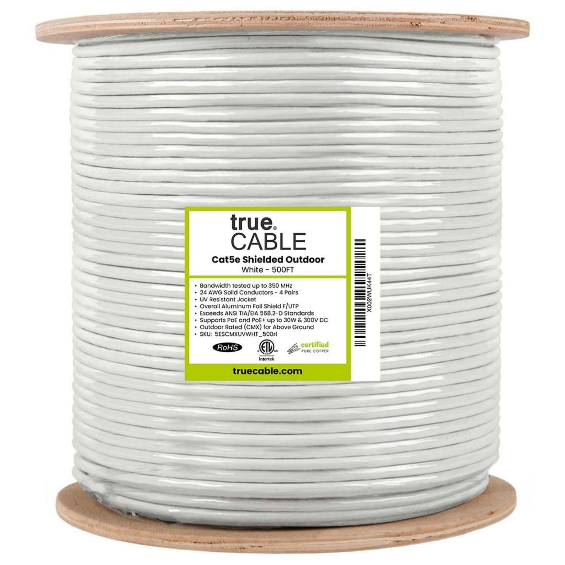 Cat5e Shielded Outdoor, White, 500ft
