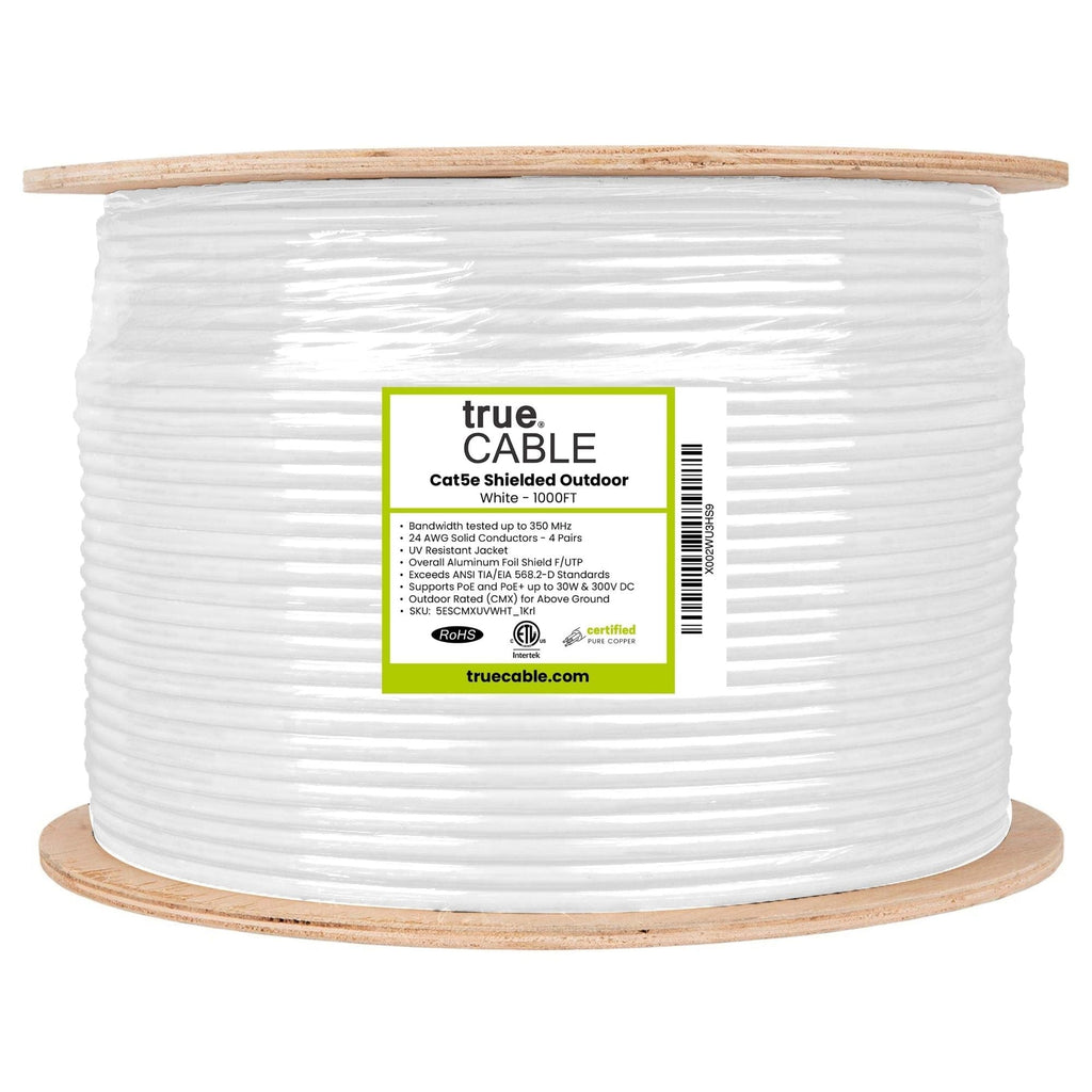 Cat5e Shielded Outdoor, White, 1000ft