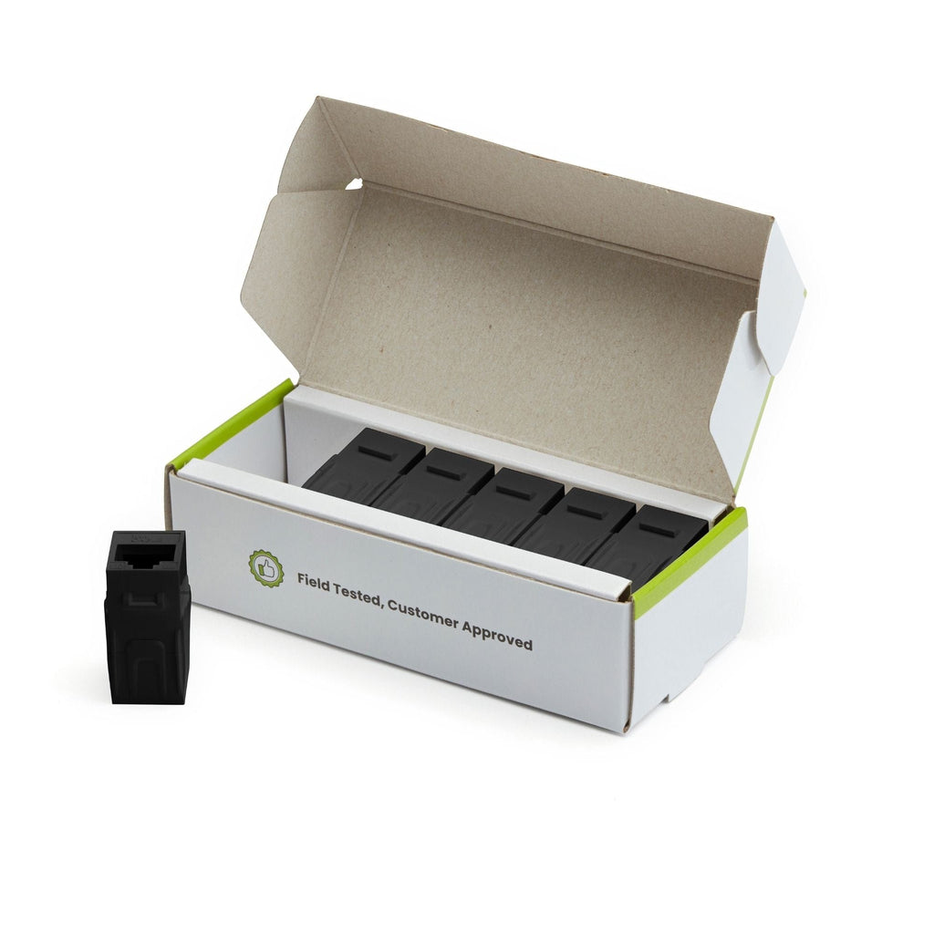 Cat6A Keystone Jack Couplers | Unshielded | 6 Piece | Black | open box
