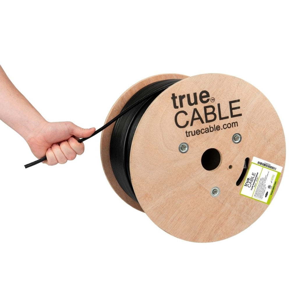 Cat6 Riser Shielded Cable, Black, 1000ft, Reel, Hand Pulling Cable