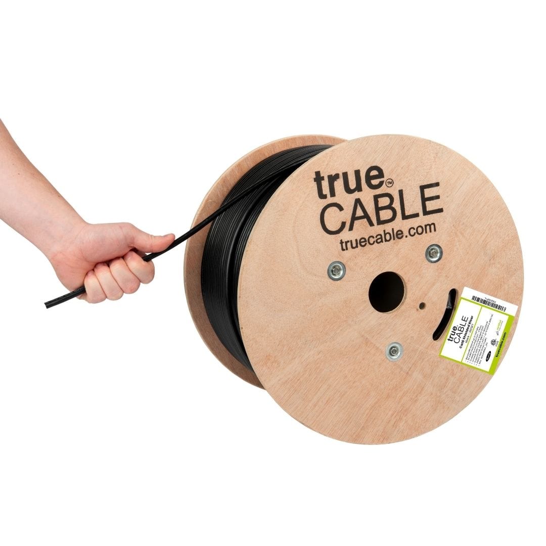 Cat6 Riser Shielded Cable, Black, 1000ft, Reel, Hand Pulling Cable