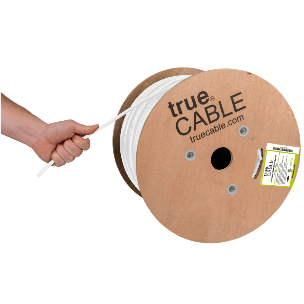 trueCABLE | Cat6 Gel Filled Direct Burial | White | 1000ft |  Hand Pulling