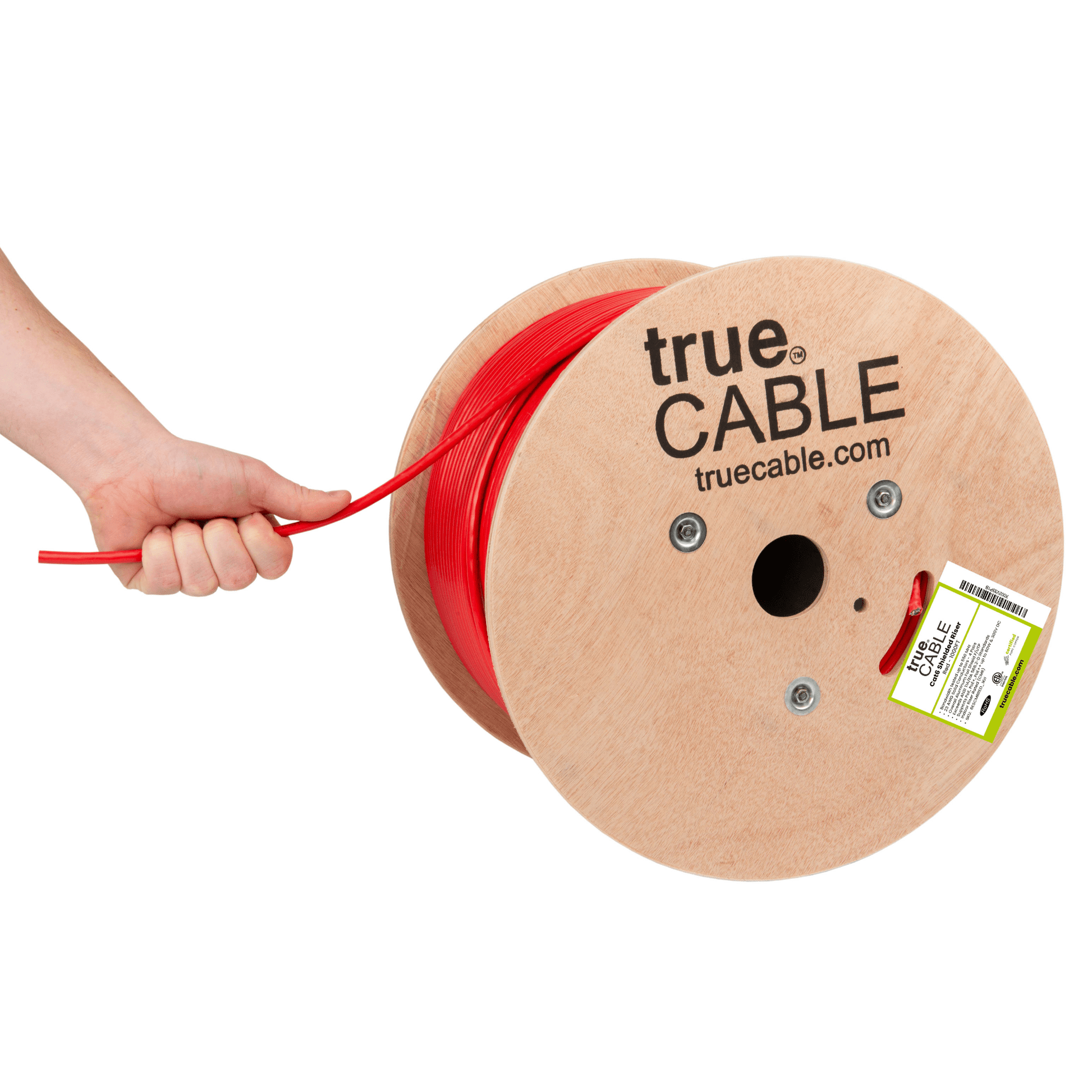 Cat6 Shielded Riser, Red, 1000ft, trueCABLE, Ethernet Cable