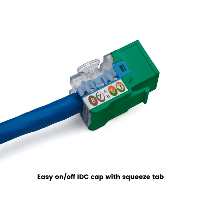 Cat6A Punch Down Keystone Jack | Unshielded | 12pc | T568AB | Green