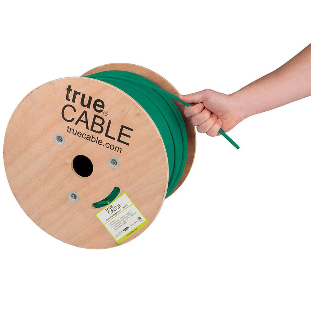 Cat6 Shielded Plenum Ethernet Cable Green 1000ft trueCABLE Hand Pulling