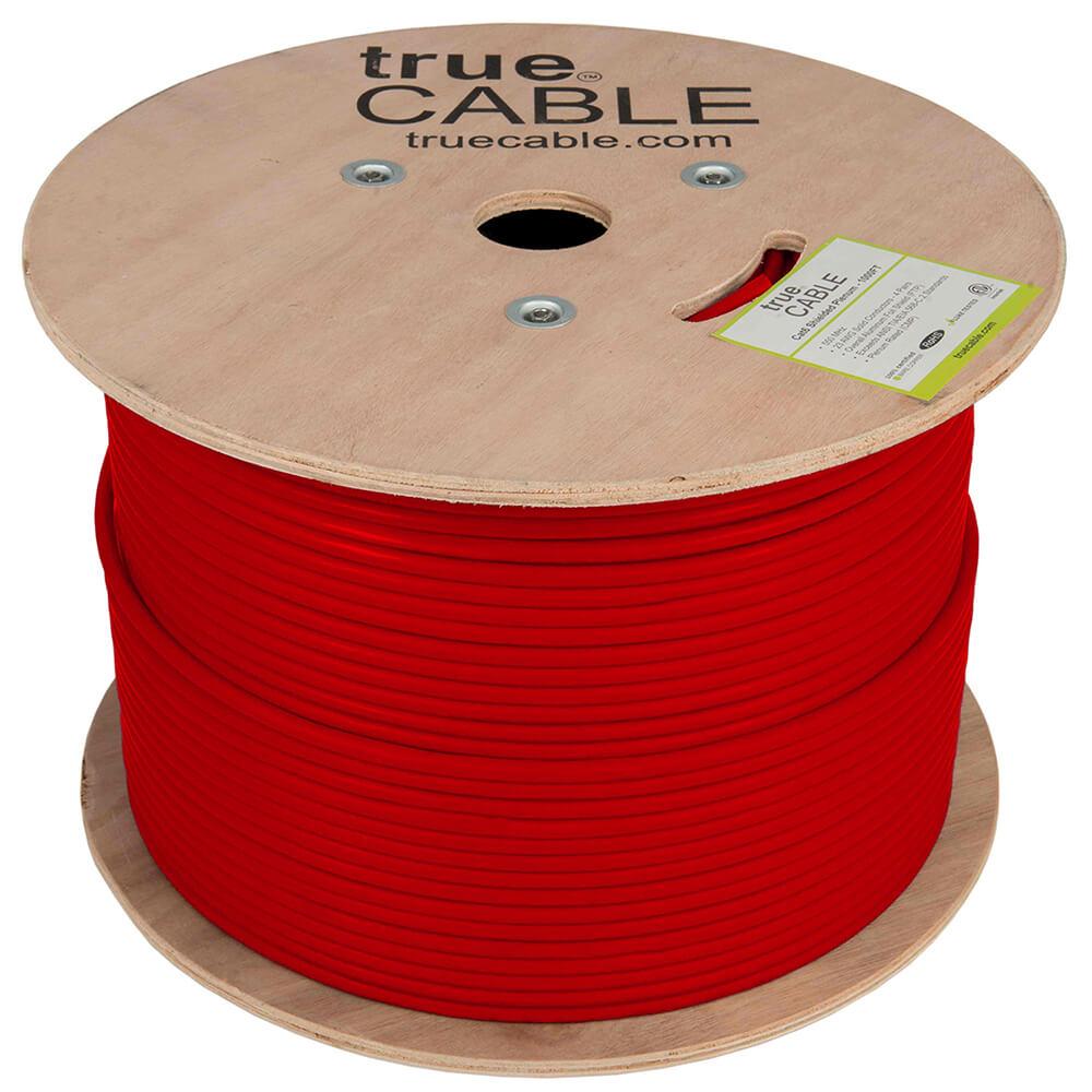 Cat6 Shielded Plenum Ethernet Cable Red 1000ft trueCABLE Reel No Wrap
