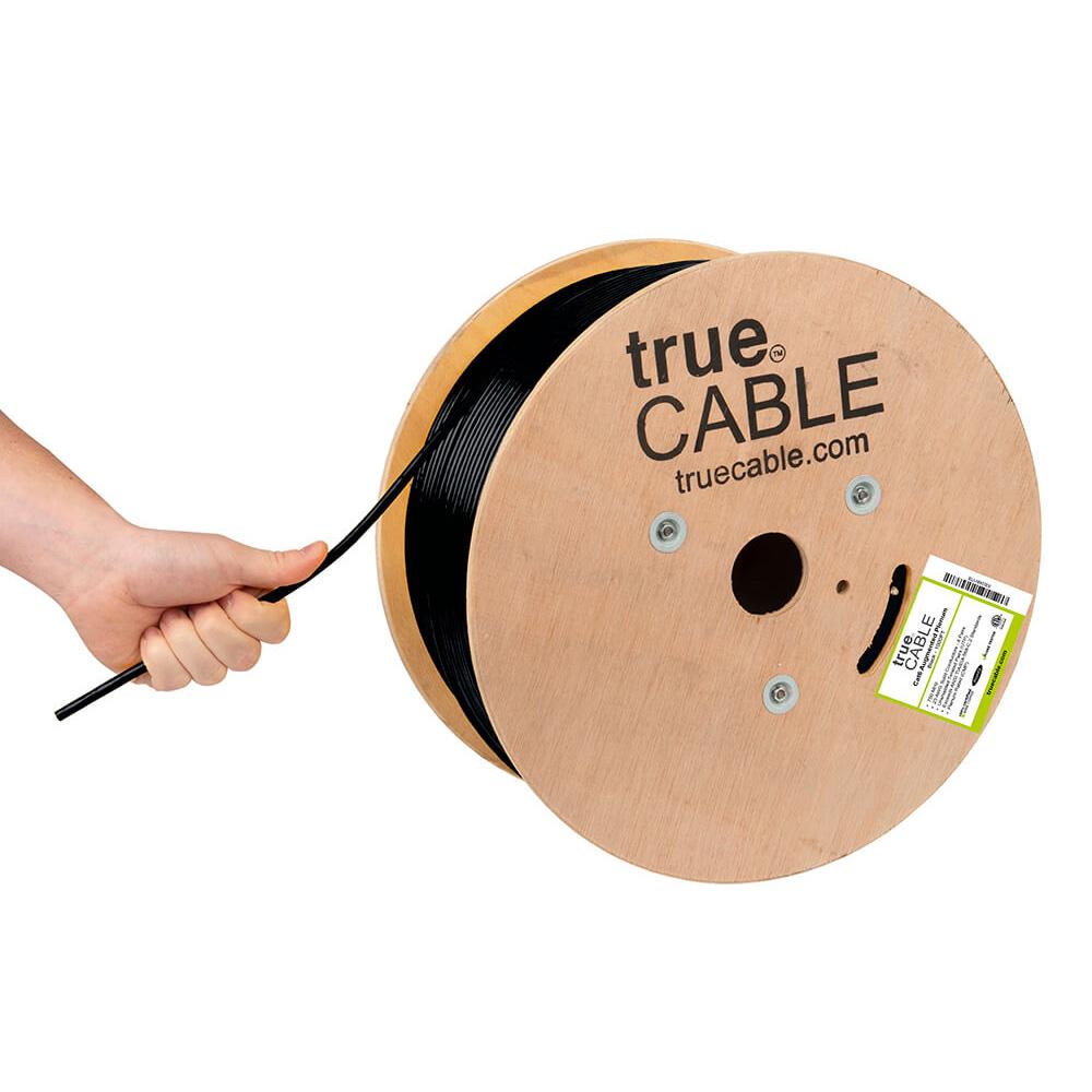 Cat6A Plenum Ethernet Cable Black 1000ft trueCABLE Hand Pulling