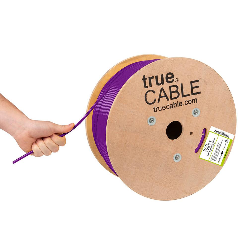 Cat6A Plenum Ethernet Cable Purple 1000ft trueCABLE Hand Pulling