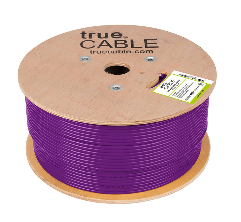 Cat6A Plenum Ethernet Cable Purple 1000ft trueCABLE Reel No Wrap