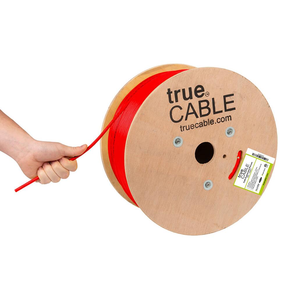 Cat6A Plenum Ethernet Cable Red 1000ft trueCABLE Hand Pulling
