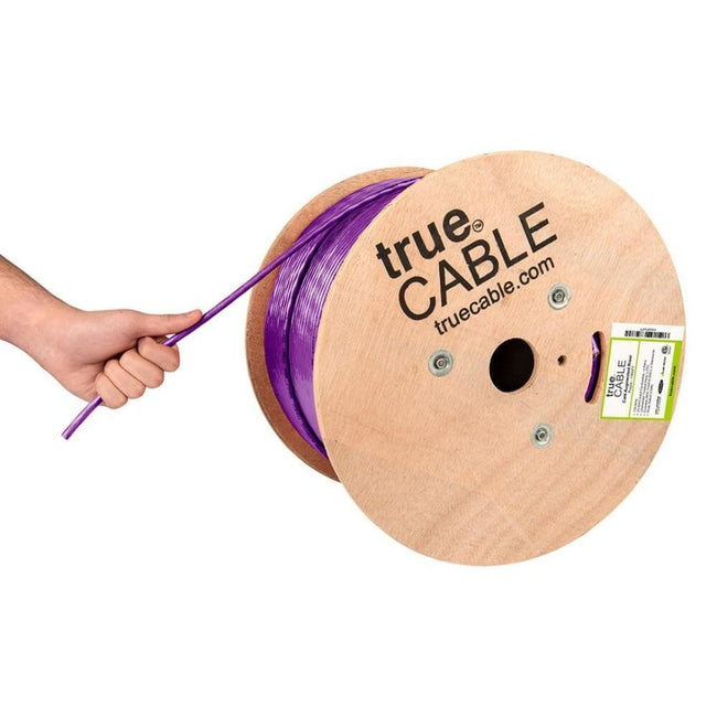 Cat6A Riser Ethernet Cable Purple 1000ft trueCABLE Hand Pulling