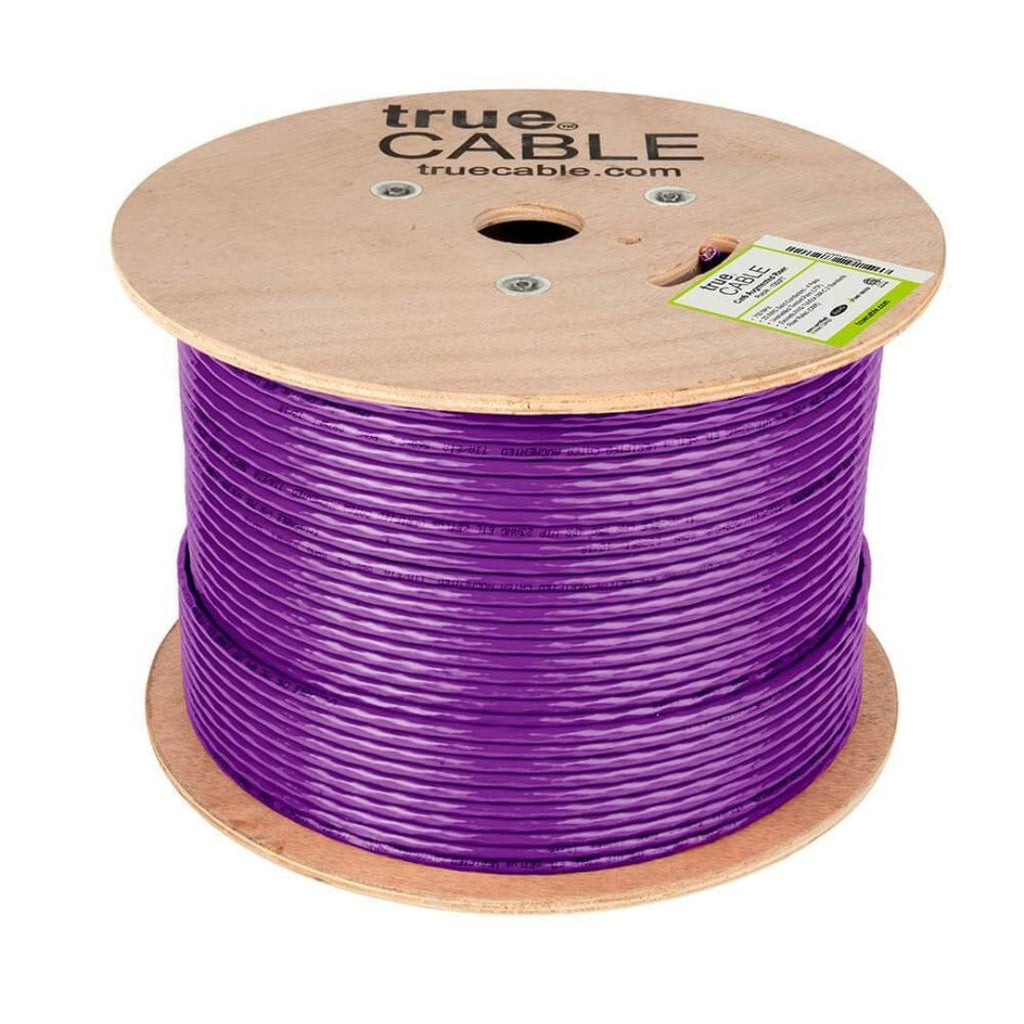 Cat6A Riser Ethernet Cable Purple 1000ft trueCABLE Reel No Wrap