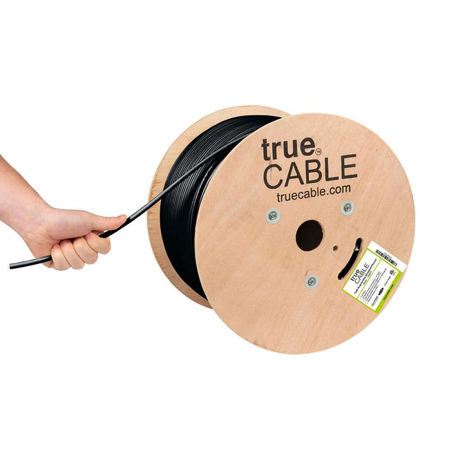 Cat6A Shielded Plenum Ethernet Cable Black 1000ft trueCABLE Hand Pulling