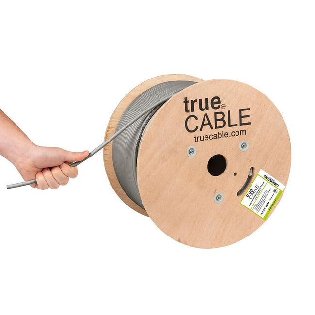 Cat6A Shielded Plenum Ethernet Cable Gray 1000ft trueCABLE Hand Pulling