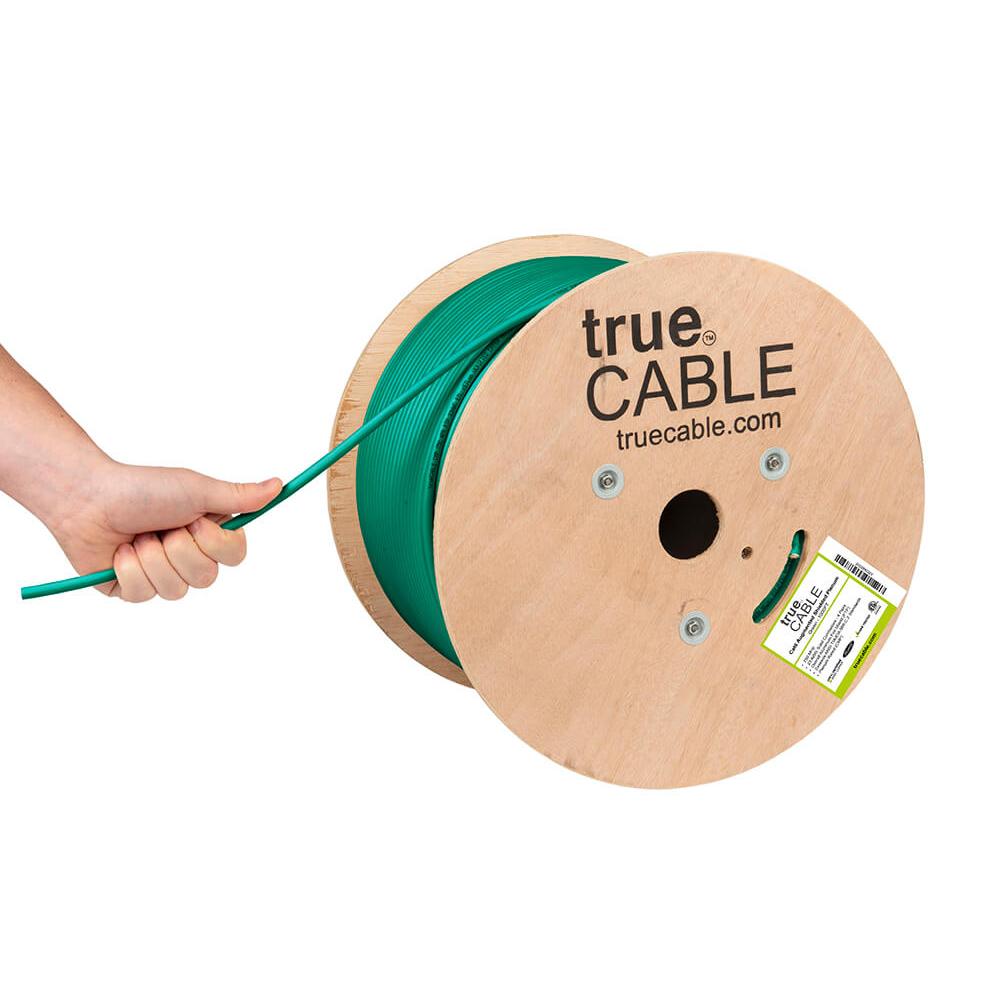 Cat6A Shielded Plenum Ethernet Cable Green 1000ft trueCABLE Hand Pulling