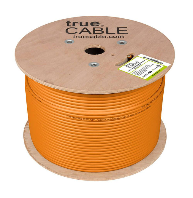 Cat6A Shielded Plenum Ethernet Cable Orange 1000ft trueCABLE Reel No Wrap