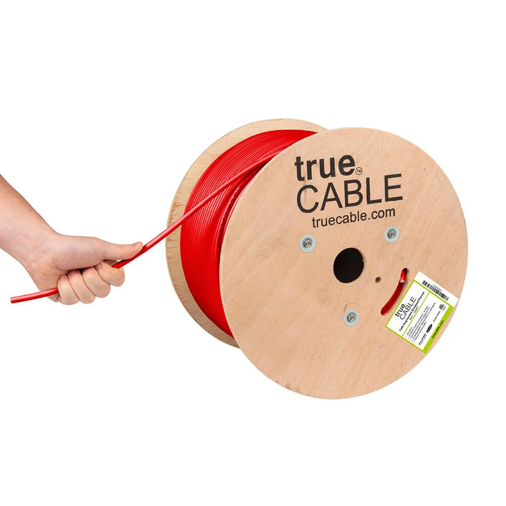 Cat6A Shielded Plenum Ethernet Cable Red 1000ft trueCABLE Hand Pulling