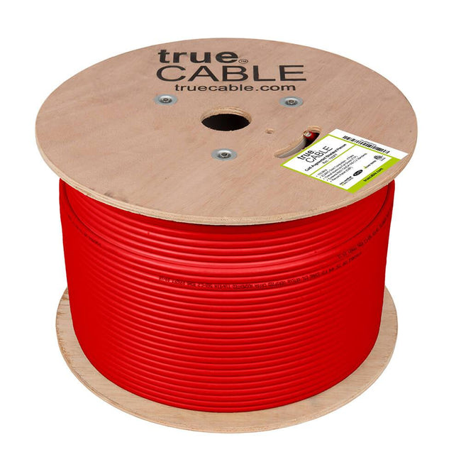 Cat6A Shielded Plenum Ethernet Cable Red 1000ft trueCABLE Reel No Wrap