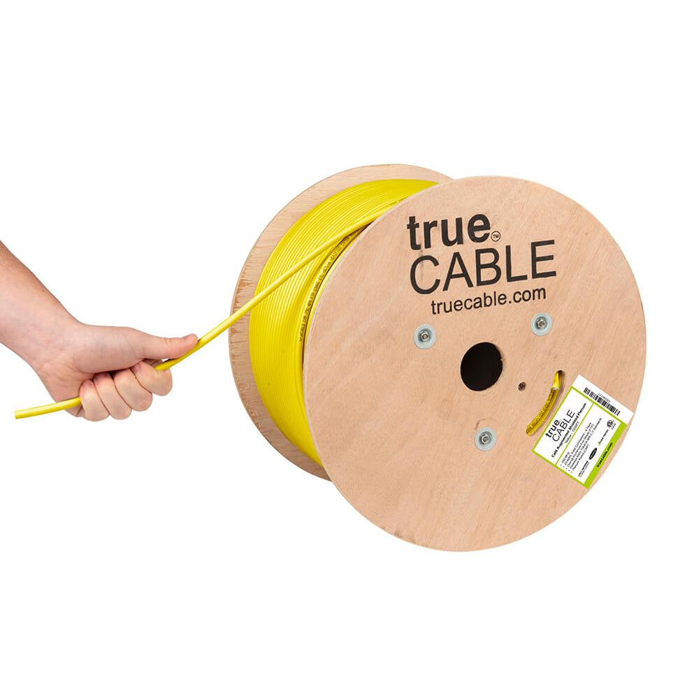 Cat6A Shielded Plenum Ethernet Cable Yellow 1000ft trueCABLE Hand Pulling